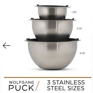 BRAND NEW IN BOX WOLFGANG PUCK 6 PIECE STAINLESS STEEL MIXING BOWL SET